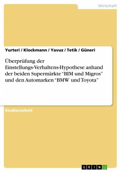 Überprüfung der Einstellungs-Verhaltens-Hypothese anhand der beiden Supermärkte ¿BIM und Migros¿ und den Automarken ¿BMW und Toyota¿ - Yurteri;Klockmann;Güneri