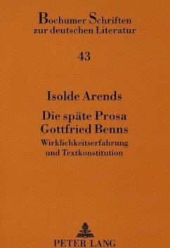 Cover Die späte Prosa Gottfried Benns