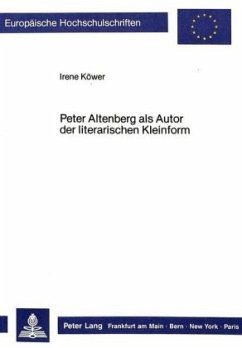 Cover Peter Altenberg als Autor der literarischen Kleinform