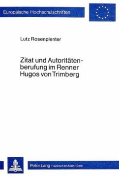 Cover Zitat und Autoritätenberufung im Renner Hugos von Trimberg