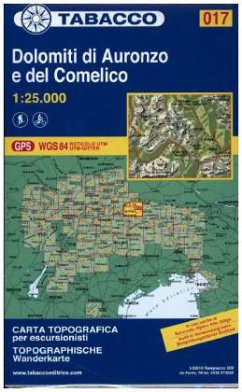 Tabacco topographische Wanderkarte Dolimiti di Auronzo e del Comelico