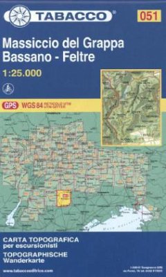 Tabacco topographische Wanderkarte Massiccio del Grappa - Bassano - Feltre