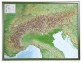 Alpen, Reliefkarte, Groß, mit Holzrahmen. Alps