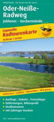 PUBLICPRESS Leporello Radtourenkarte Oder-Neiße-Radweg, Jablonec - Ueckermünde