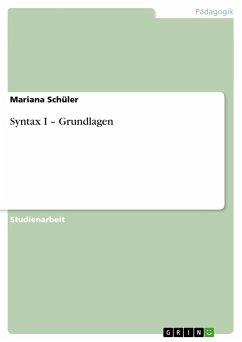 Syntax I ¿ Grundlagen - Schüler, Mariana