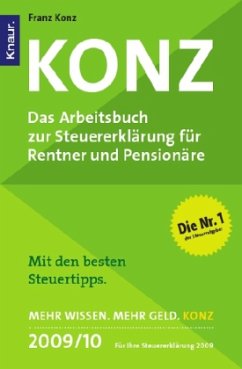 Cover Konz, Das Arbeitsbuch zur Steuererklärung für Rentner und Pensionäre 2009/2010