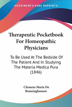 Therapeutic Pocketbook For Homeopathic Physicians - Bonninghausen, Clemens Maria De
