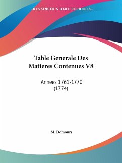 Table Generale Des Matieres Contenues V8