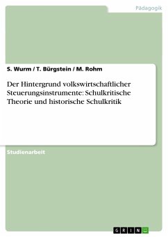 Der Hintergrund volkswirtschaftlicher Steuerungsinstrumente: Schulkritische Theorie und historische Schulkritik - Wurm, S.; Rohm, M.; Bürgstein, T.