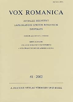 Cover Zeitschrift VOX ROMANICA. Band 61 (2002)