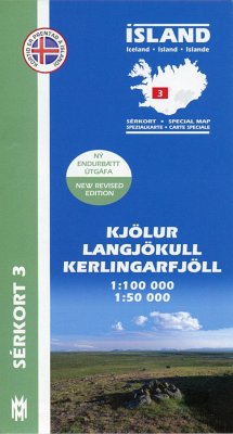 Island - Sérkort Kjölur, Langjökull, Kerlingarfjöll