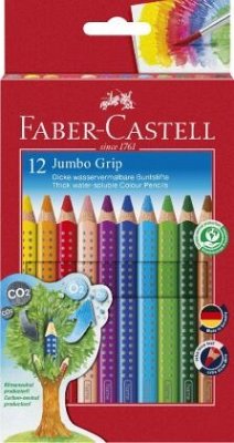 Faber Castell Jumbo Grip Buntstifte 12er Set GRATIS Spitzer Kartonetui 