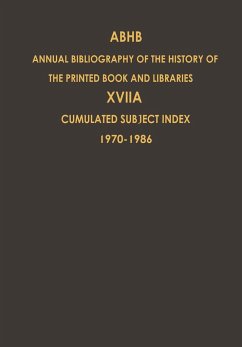 Cumulated Subject Index Volume 1 (1970) - Volume 17 (1986) - Vervliet, H. (ed.)