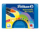 Pelikan 722959 - Wachsmalstifte wasservermalbar Kunststoff-Etui mit 8 dicken runden Stiften und Schaber