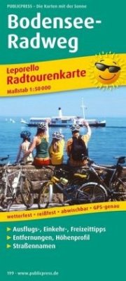 PublicPress Leporello Radtourenkarte Bodensee-Radweg, 22 Teilktn.