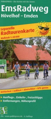 PublicPress Leporello Radtourenkarte EmsRadweg, Hövelhof - Emden