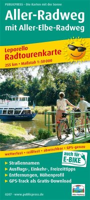 PublicPress Radwanderkarte Aller-Radweg mit Aller-Elbe-Radweg, 27 Teilktn., Auch für E-Bike