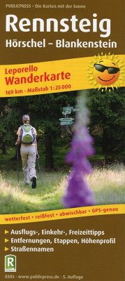 PublicPress Wanderkarte Rennsteig, Hörschel - Blankenstein, 34 Teilktn.