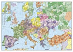 Stiefel Wandkarte Großformat Europa mit Türkei, Straßen- und Postleitzahlenkarte, ohne Metallstäbe