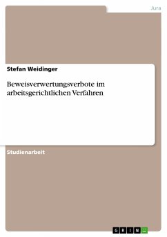 Beweisverwertungsverbote im arbeitsgerichtlichen Verfahren - Weidinger, Stefan