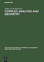 Complex Analysis and Geometry - McNeal, Jeff (Hrsg.)