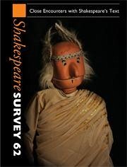 Cover Shakespeare Survey: Volume 62, Close Encounters with Shakespeare's Text