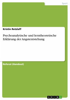 Psychoanalytische und lerntheoretische Erklärung der Angstentstehung - Retzlaff, Kristin