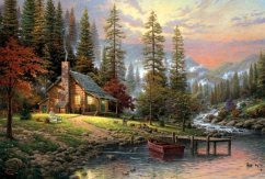 Schmidt 58455 - Thomas Kinkade: Haus in den Bergen, Puzzle 500 Teile