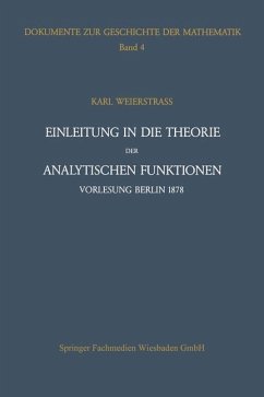 Einleitung in die Theorie der analytischen Funktionen - Weierstraß, Karl