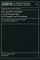 Cover Die berufliche Mobilität von Führungskräften in Wirtschaft und Verwaltung