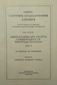 Ambrosiastri qui dicitur commentarius in epistulas Paulinas, pars secunda: In epistulas ad Corinthios