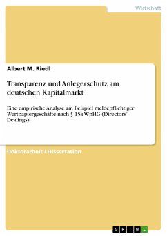 Transparenz und Anlegerschutz am deutschen Kapitalmarkt - Riedl, Albert M.