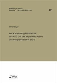 Die Kapitalanlagevorschriften des VAG und des englischen Rechts aus europarechtlicher Sicht