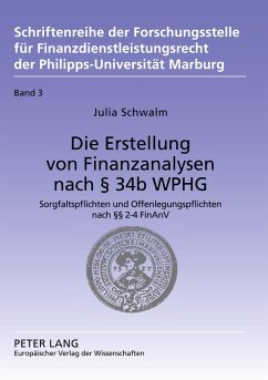 Cover Die Erstellung von Finanzanalysen nach § 34b WpHG