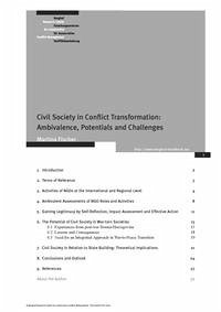 Civil Society in Conflict Transformation: Ambivalence, Potentials and Challenges