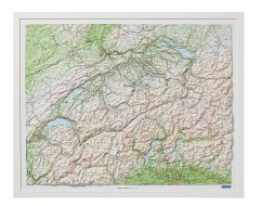 Cover Kümmerly+Frey Relief Karte Schweiz mit Holzrahmen weiss lackiert 1:500.000