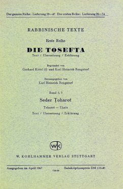 Rabbinische Texte, Erste Reihe: Die Tosefta. Band VI: Seder Toharot - Lisowsky, Gerhard;Mayer, Günter;Rengstorf, Karl Heinrich