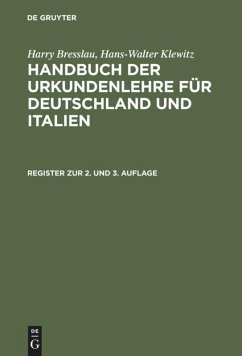 Register zur 2. und 3. Auflage - Bresslau, Harry; Klewitz, Hans-Walter