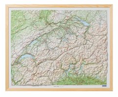 Cover Kümmerly+Frey Relief Karte Schweiz mit Natur-Holzrahmen 1:500.000
