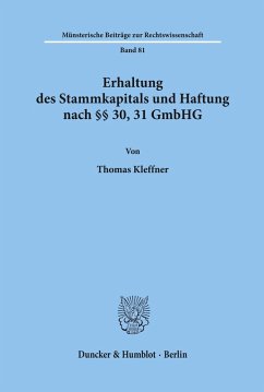 Cover Erhaltung des Stammkapitals und Haftung nach §§ 30, 31 GmbHG.