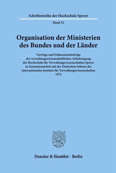 Organisation der Ministerien des Bundes und der Länder. Organisation der Ministerien des Bundes und der Länder.