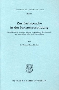 Zur Fachsprache in der Juristenausbildung. - Seibert, Thomas-Michael
