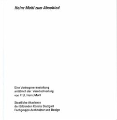 Cover Heinz Mohl zum Abschied