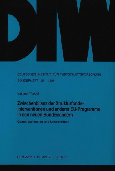 Zwischenbilanz der Strukturfondsinterventionen und anderer EU-Programme in den neuen Bundesländern. Zwischenbilanz der Strukturfondsinterventionen und anderer EU-Programme in den neuen Bundesländern.