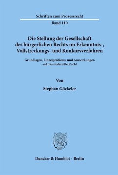 Die Stellung der Gesellschaft des bürgerlichen Rechts im Erkenntnis-, Vollstreckungs- und Konkursverfahren. - Göckeler, Stephan