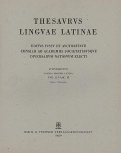 Carine - Chatramis / Thesaurus linguae Latinae. Supplementum: Onomasticon. C - Cyzistra Vol. II. Fasc. II