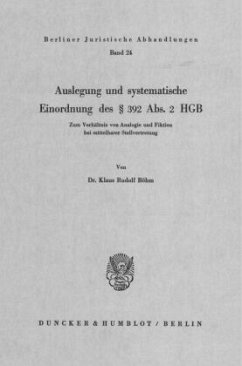 Auslegung und systematische Einordnung des 392 Abs. 2 HGB. - Böhm, Klaus Rudolf