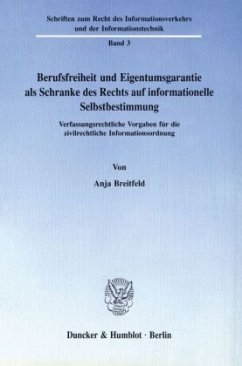 Berufsfreiheit und Eigentumsgarantie als Schranke des Rechts auf informationelle Selbstbestimmung. - Breitfeld, Anja