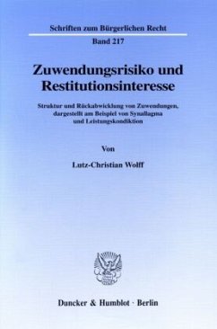 Zuwendungsrisiko und Restitutionsinteresse. - Wolff, Lutz-Christian