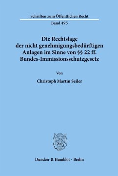 Die Rechtslage der nicht genehmigungsbedürftigen Anlagen im Sinne von §§ 22 ff. Bundes-Immissionsschutzgesetz. - Seiler, Christoph Martin